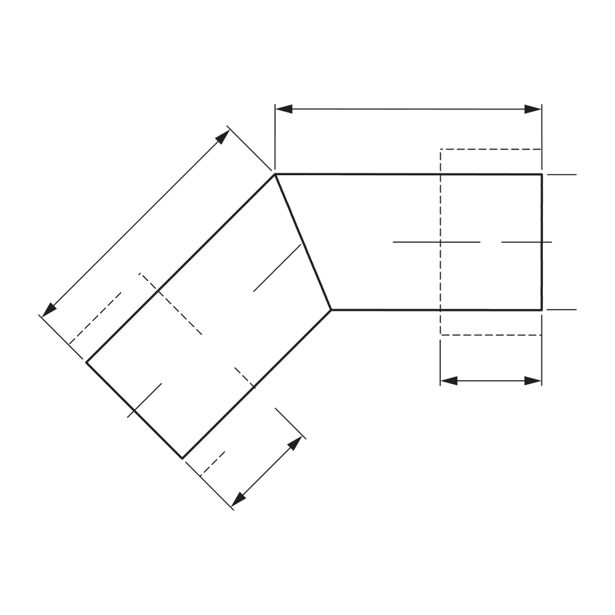 Måltegning for Vinkel 45° fra Aignep Infinity-systemet