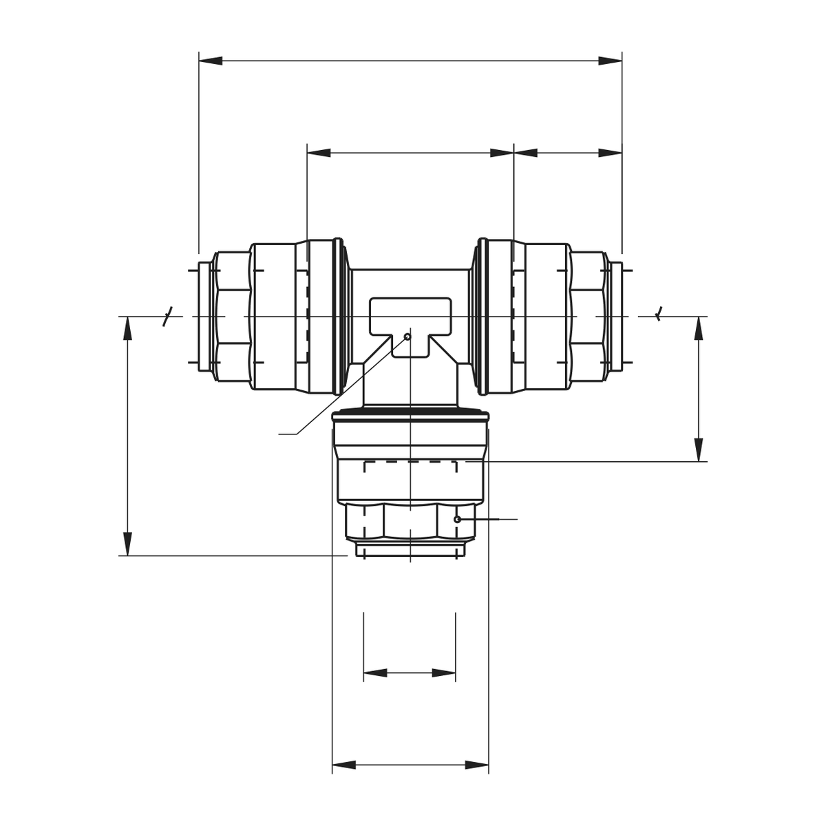 Måltegning for Tee-stykke fra Aignep Infinity-systemet