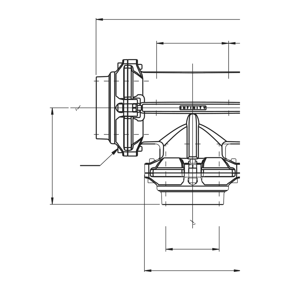 Måltegning for Tee-stykke fra Aignep Infinity-systemet