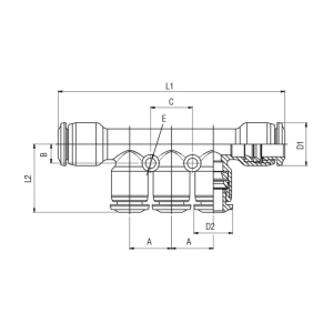 Reduktions manifold – teknisk tegning, Aignep Serie 55.000