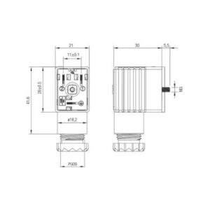 Tegning af terminalboks til magnetventilspole