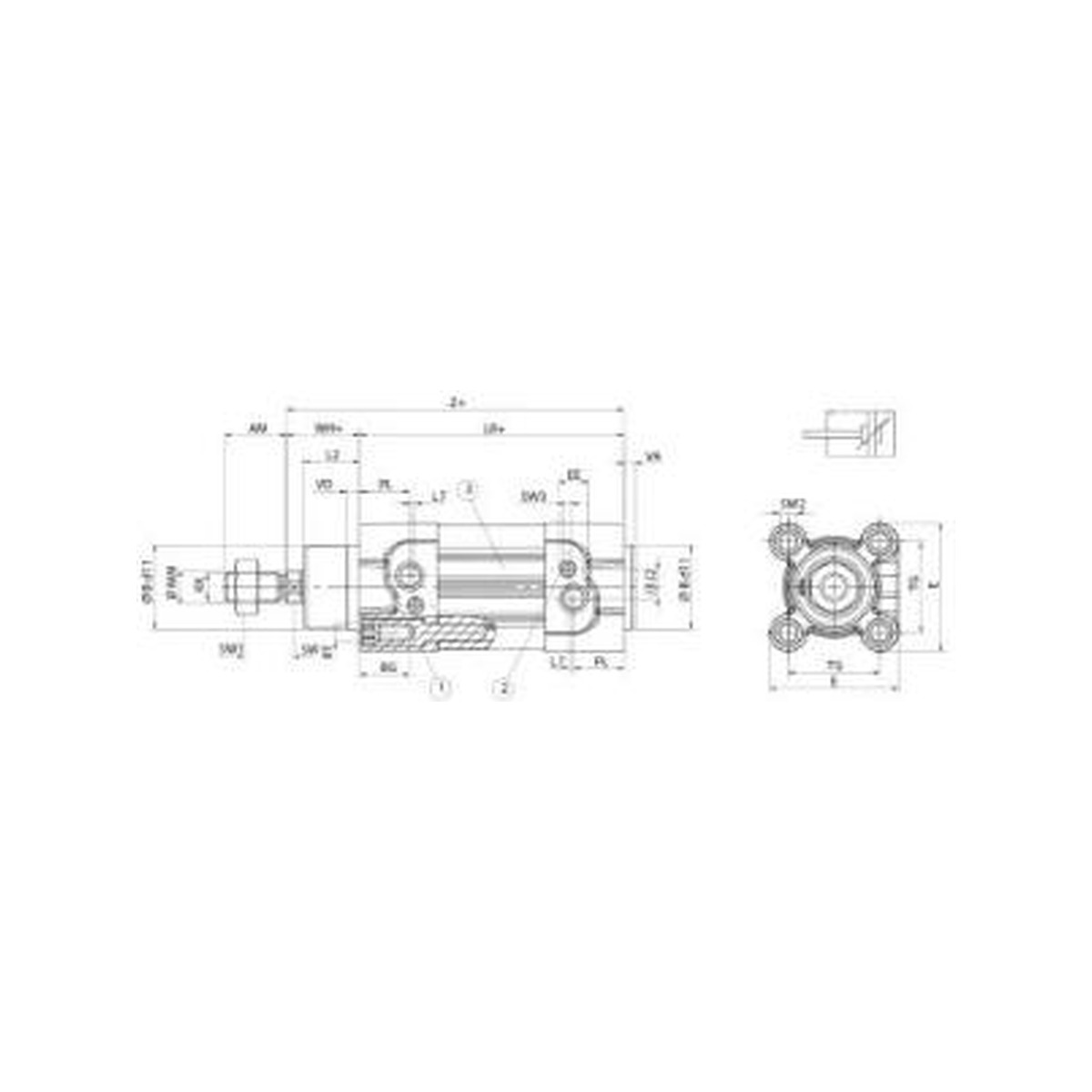 Tegning af cylinder VDMA