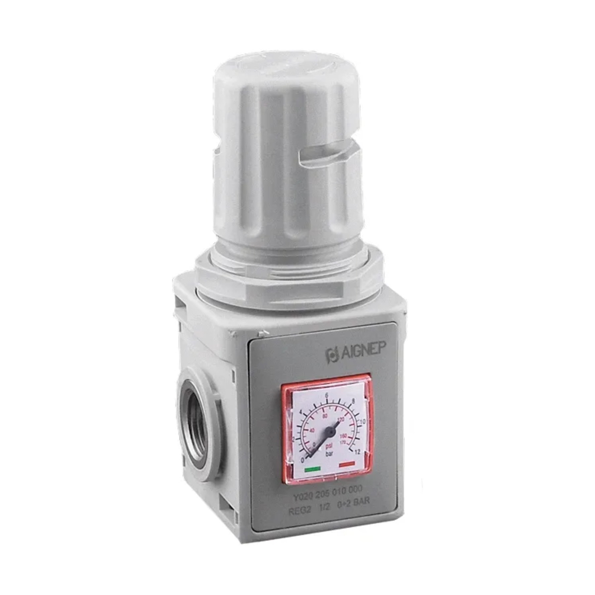 Regulator 0–12 bar med manometer fra Aignep FRL Evo